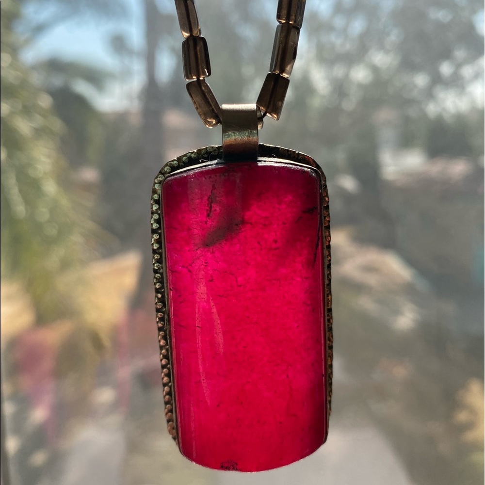 Raspberry Agate Smoky Quartz Necklace - Picture 4 of 16